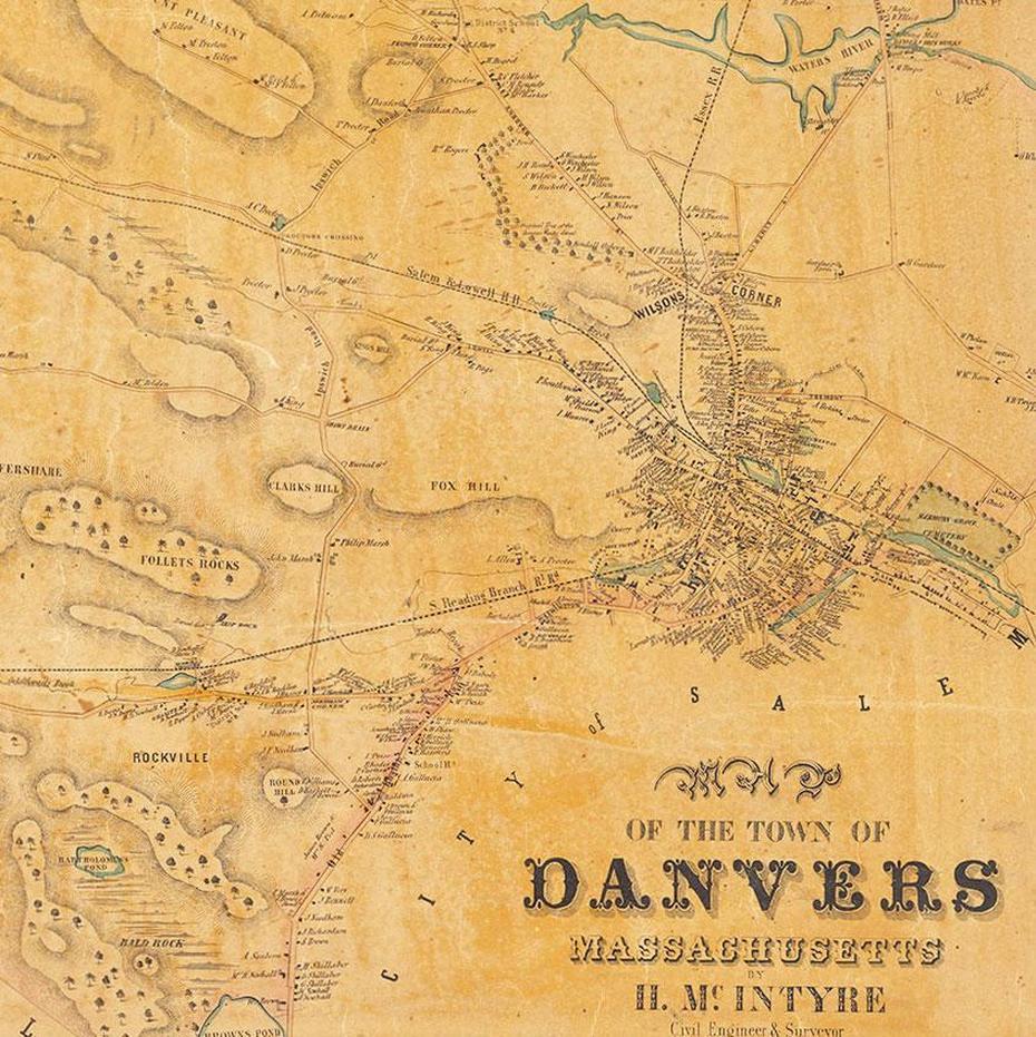 Map Of The Town Of Danvers Massachusetts | Civil Engineer, Surveyor, Danvers, United States, Danvers Usa, Danvers Mn