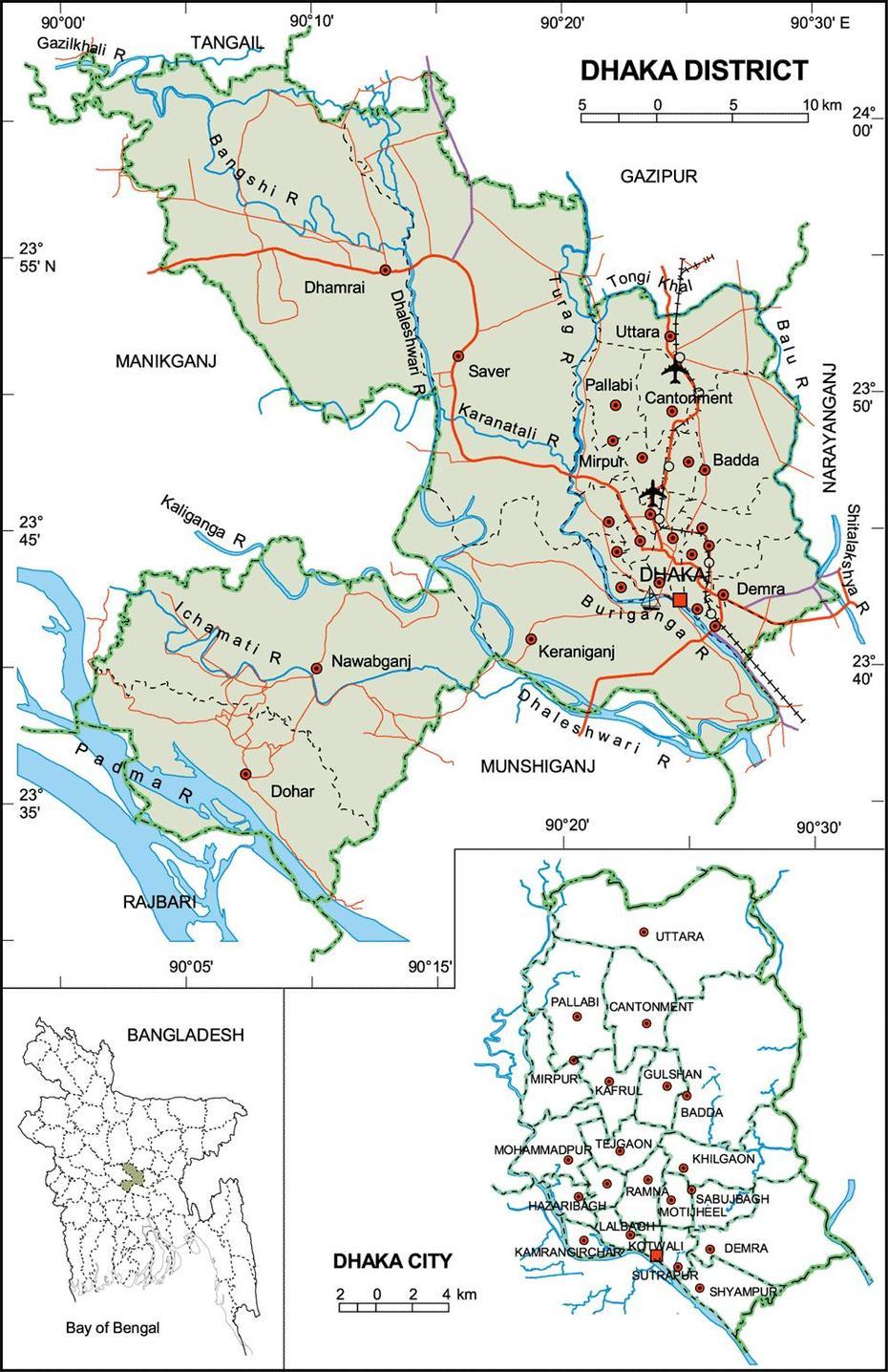 Maps Of Bangladesh: Political Map Of Dhaka District, Dhaka, Bangladesh, Bangladesh Asia, Dhaka Road