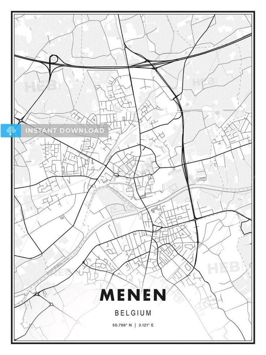 Menen, Belgium, Modern Print Template In Various Formats | Hebstreits …, Menen, Belgium, Badhuis Menen, Menin Gate  At Midnight