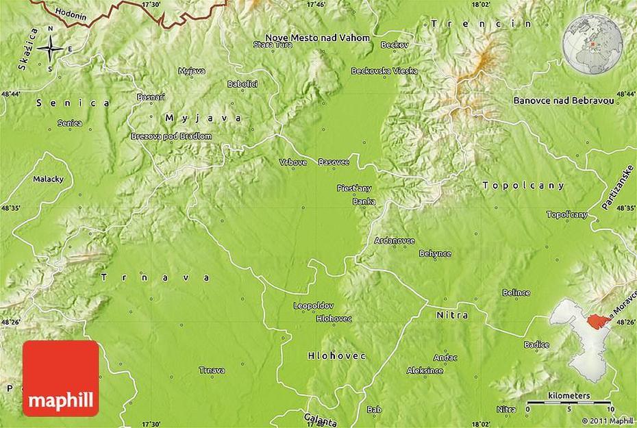 Physical Map Of Piestany, Piešťany, Slovakia, Piestany  Sk, Piestany  Airport