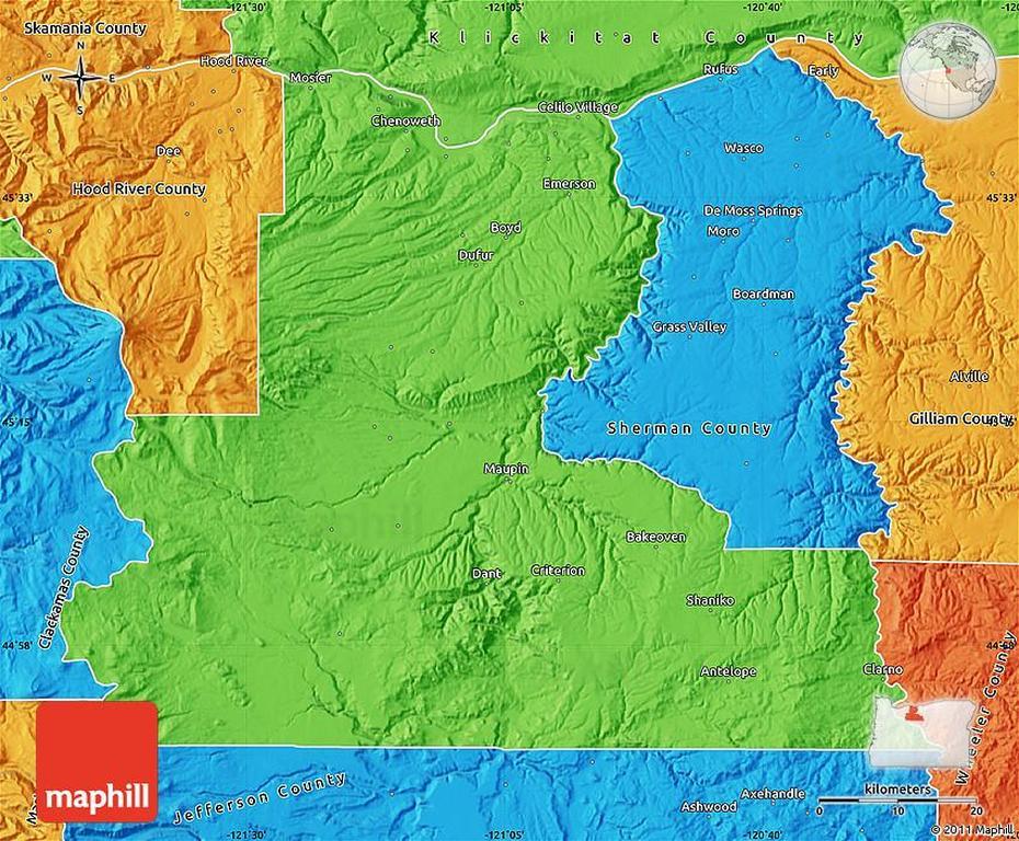 Political Map Of Wasco County, Wasco, United States, Delano California, Oregon Trail On Us