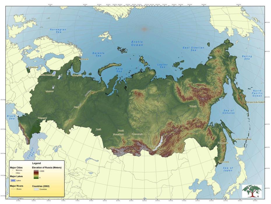 Topographic Map Of Russia – Mapsof, Yuzhnouralsk, Russia, Russia  With Capital, Road  Of Russia