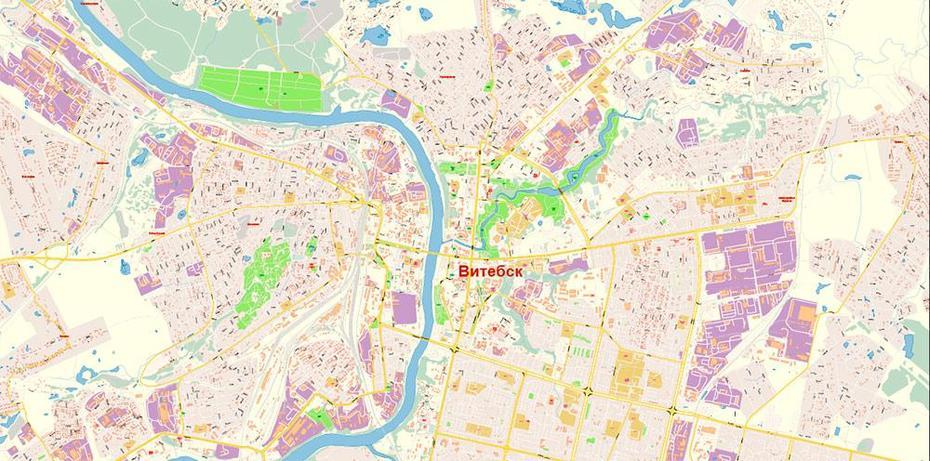 Vitebsk Belarus Pdf Map Vector Exact City Plan High Detailed Street Map …, Vitsyebsk, Belarus, Belarus World, Belarus History