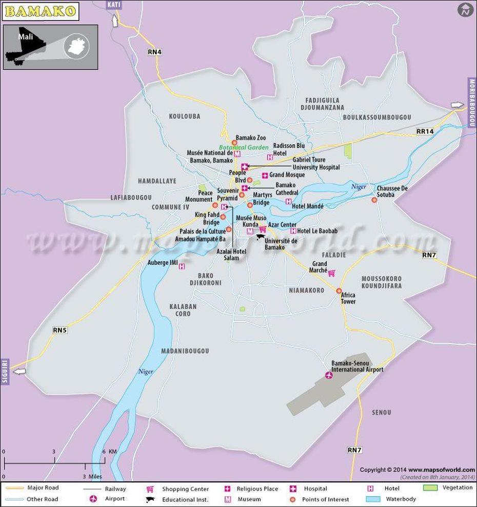 Bamako Map | Map Of Bamako | Map, Location Map, Bamako, Bamako, Mali, Mali Political, Mali Country