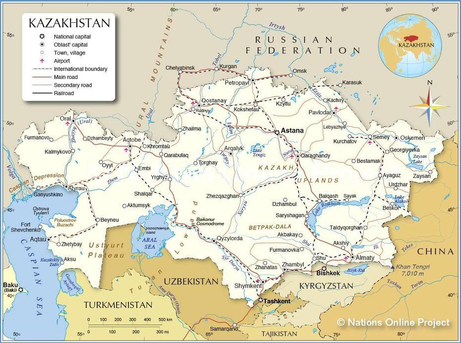 Carte Du Kazakhstan – Plusieurs Cartes Du Pays Se Trouvant En Asie, Balyqshy, Kazakhstan, Kazakhstan Physical, Almaty