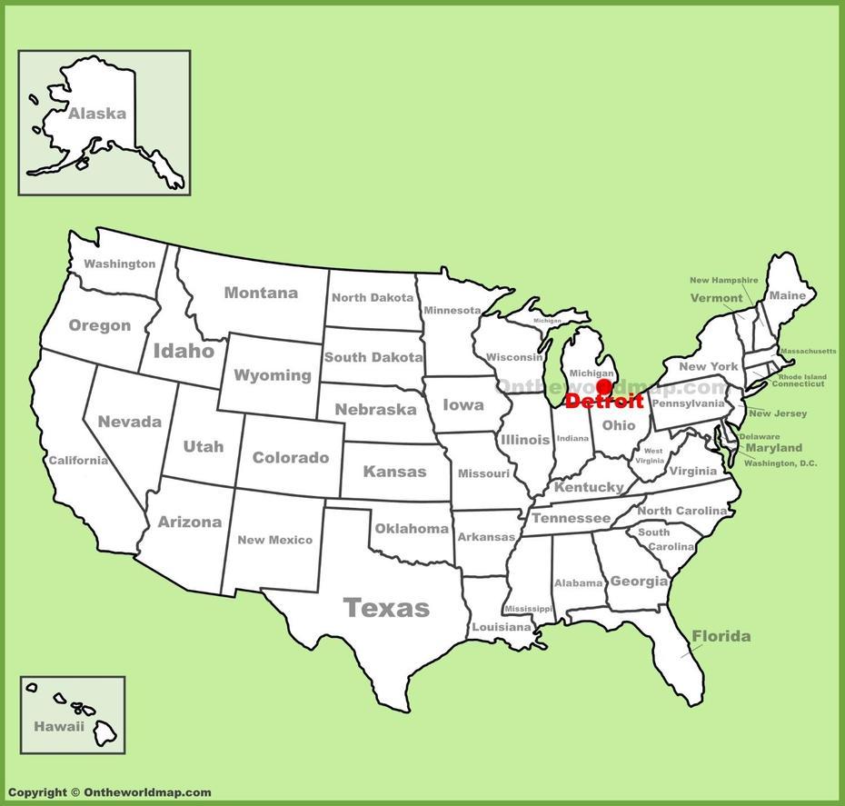 Detroit Location On The U.S. Map, Detroit, United States, Detroit On Usa, Detroit Location