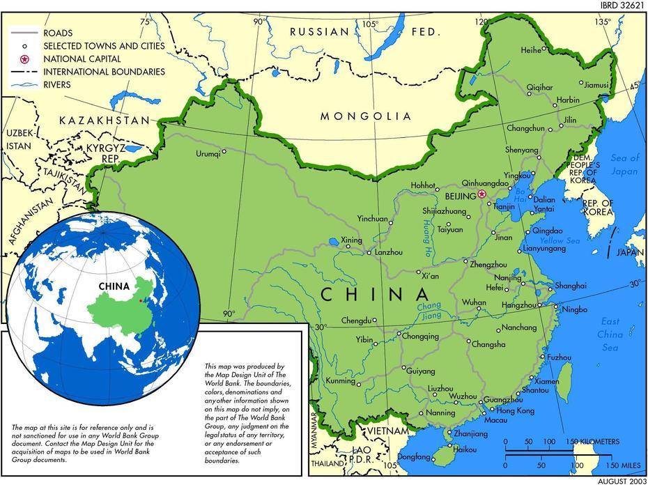 Karte China, Suohe, China, China  With Compass, China Continent