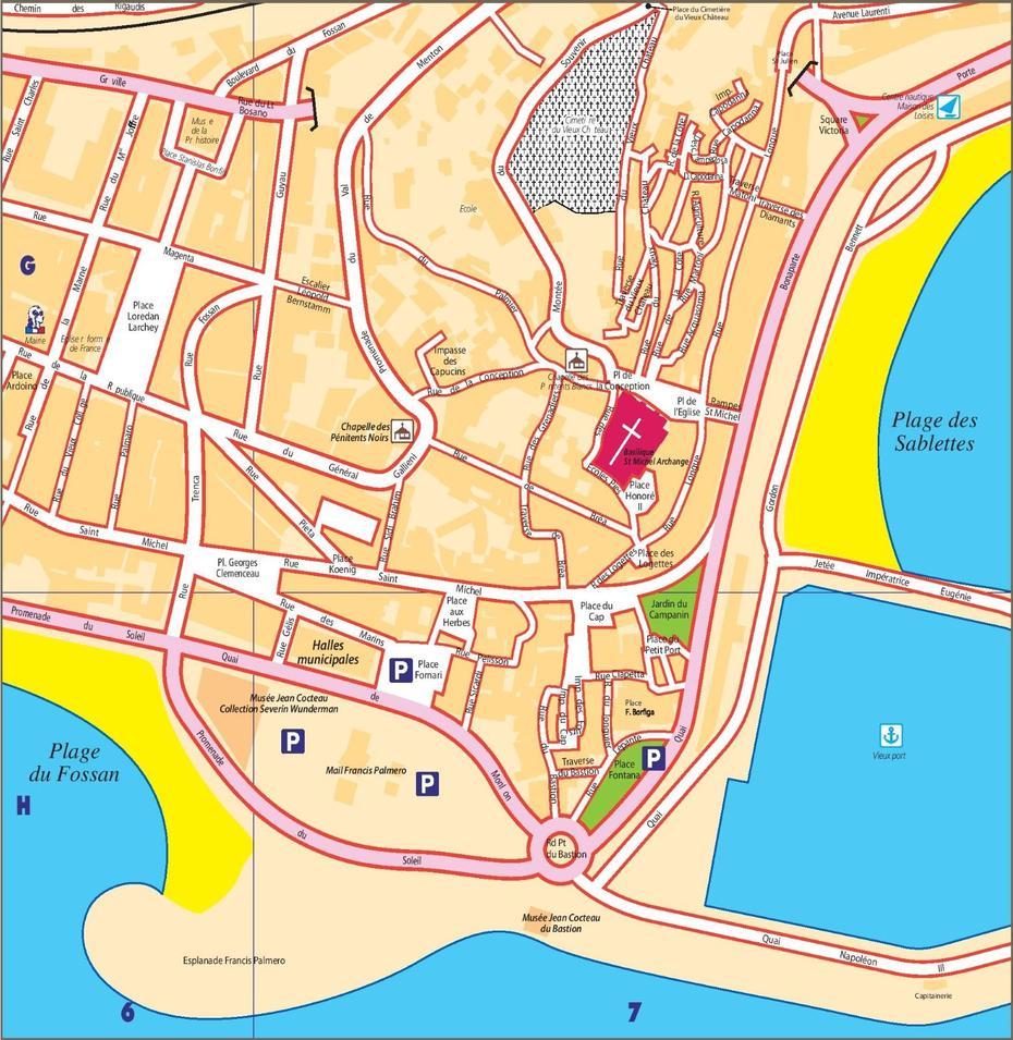 Menton City Center Map, Menton, France, Menton Beaches, Honfleur France