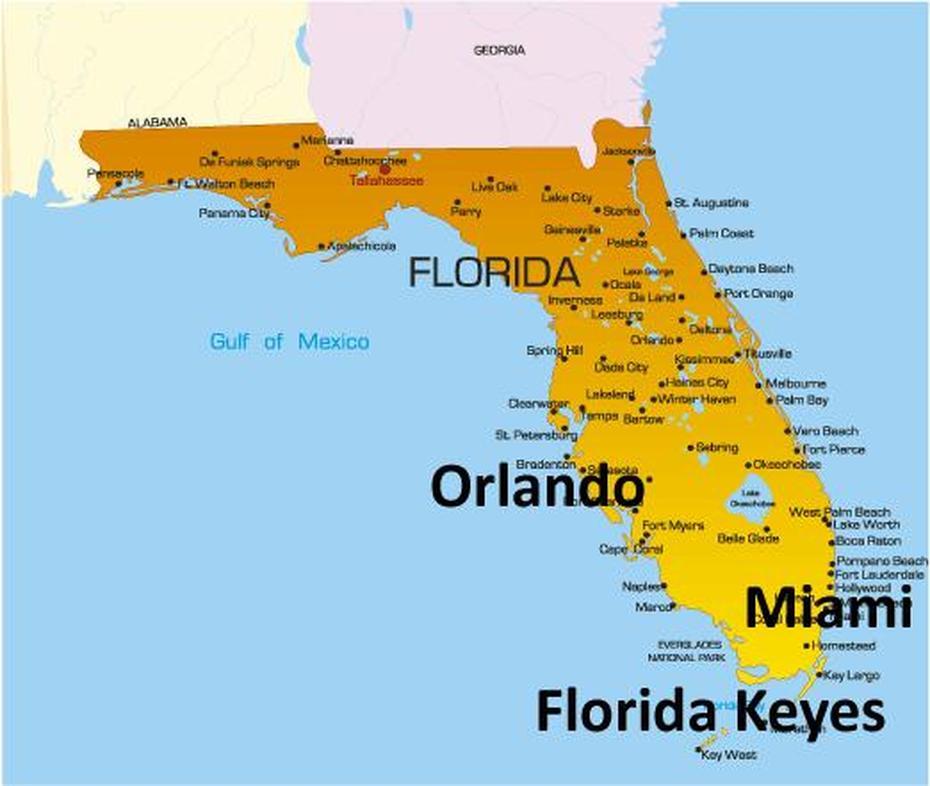 Orlando Map Showing Attractions & Accommodation, Orlando, United States, United States Flat, United States Road  Usa Cities