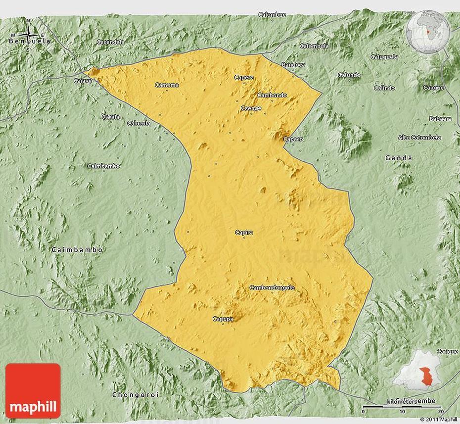 Savanna Style 3D Map Of Cubal, Cubal, Angola, Portugal Angola War, Benguela Angola City