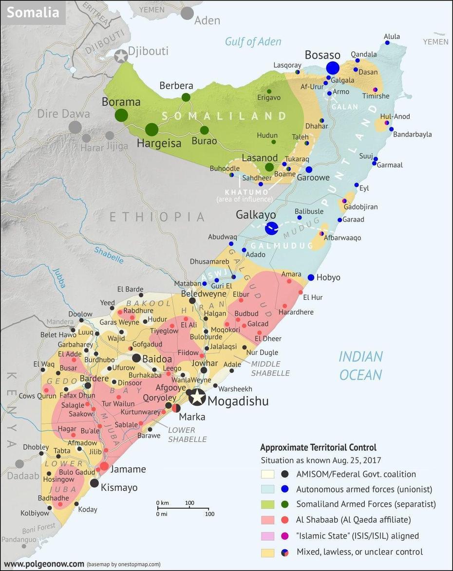 Somalia Territorial Control Map Made For Polgeonow [Oc] [Os] [1,232  …, Cadaado, Somalia, Dhagaxbuur, Wararka Maanta Somalia