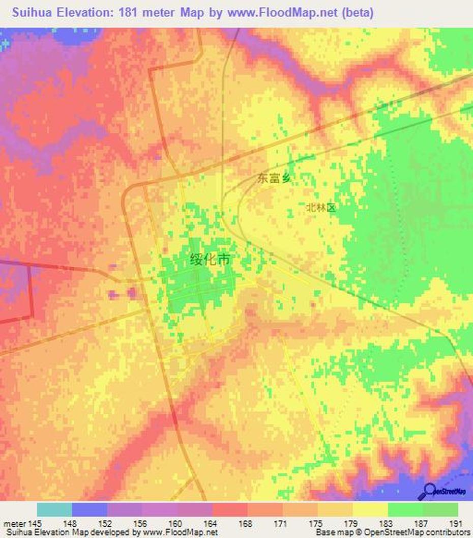 Suihua, China, Elevation , Suihua, China