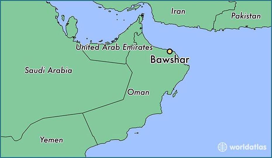 Where Is Bawshar, Oman? / Bawshar, Muhafazat Masqat Map – Worldatlas, Bawshar, Oman, Gulf Of Oman On, Musandam Oman