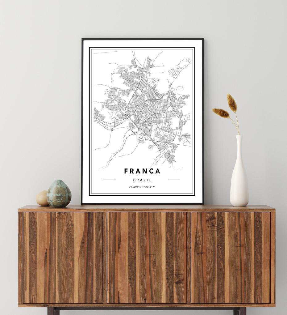 Franca Brazil Map Print Custom Map Print Franca Map Wall | Etsy, Franca, Brazil, Tubarao  Sc, Manaus Brazil Tourism