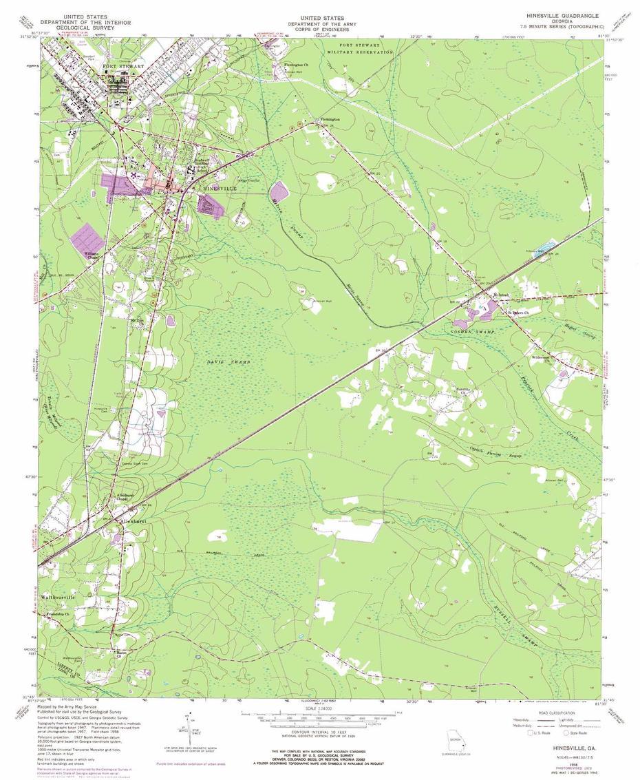 Hinesville Topographic Map, Ga – Usgs Topo Quad 31081G5, Hinesville, United States, Pooler Ga, Douglasville Ga