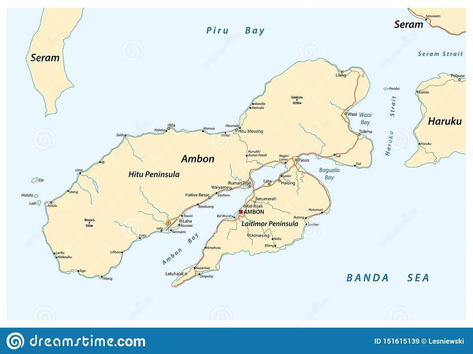 Map Of The Indonesian Island Ambon Belonging To The Maluks Stock …, Ambon, Indonesia, Ambon City, Aceh Indonesia