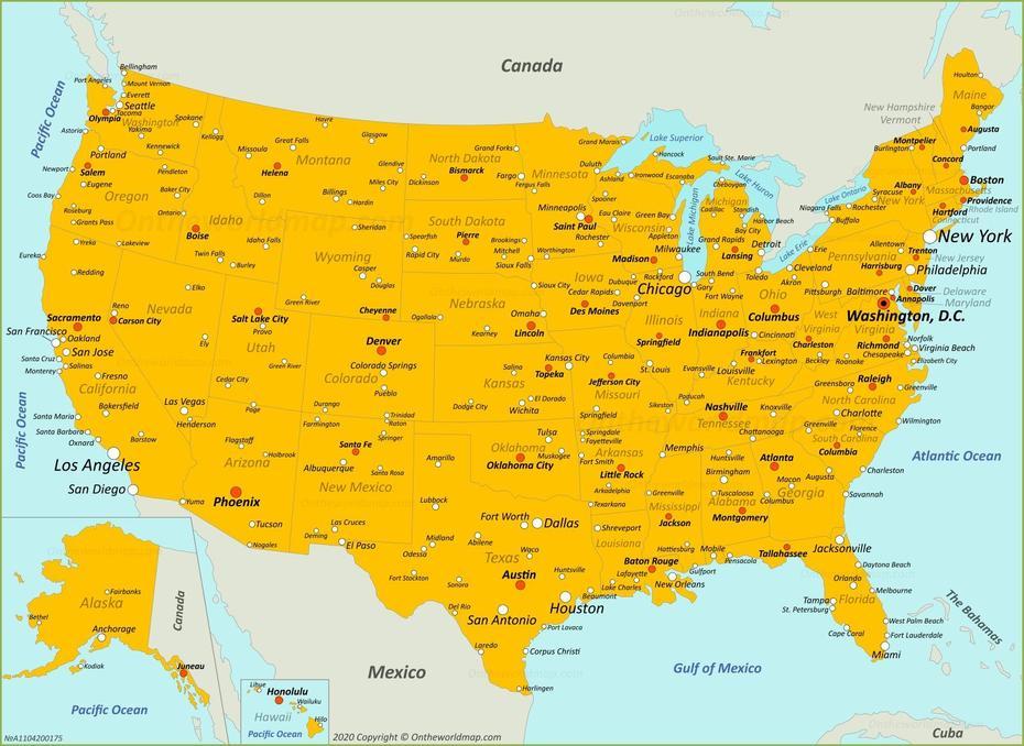 Map Of U.S. With Cities, New City, United States, All United States  With Cities, Usa  With State And City Names