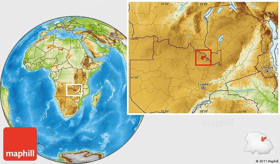 Physical Location Map Of Kitwe, Kitwe, Zambia, Zambia Political, Livingstone Zambia
