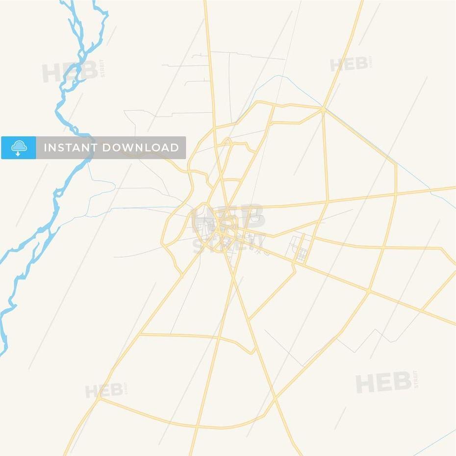 Printable Street Map Of Jhang, Pakistan | Hebstreits Sketches | Map …, Jhang City, Pakistan, Chiniot, Old Punjab