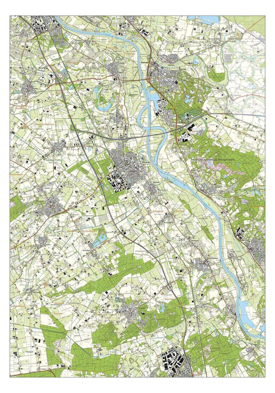 Topografische Kaart Boxmeer – Vector-Map De Online Kaarten Shop!, Boxmeer, Netherlands, Wadi  Nederland, Kasteel Boxmeer