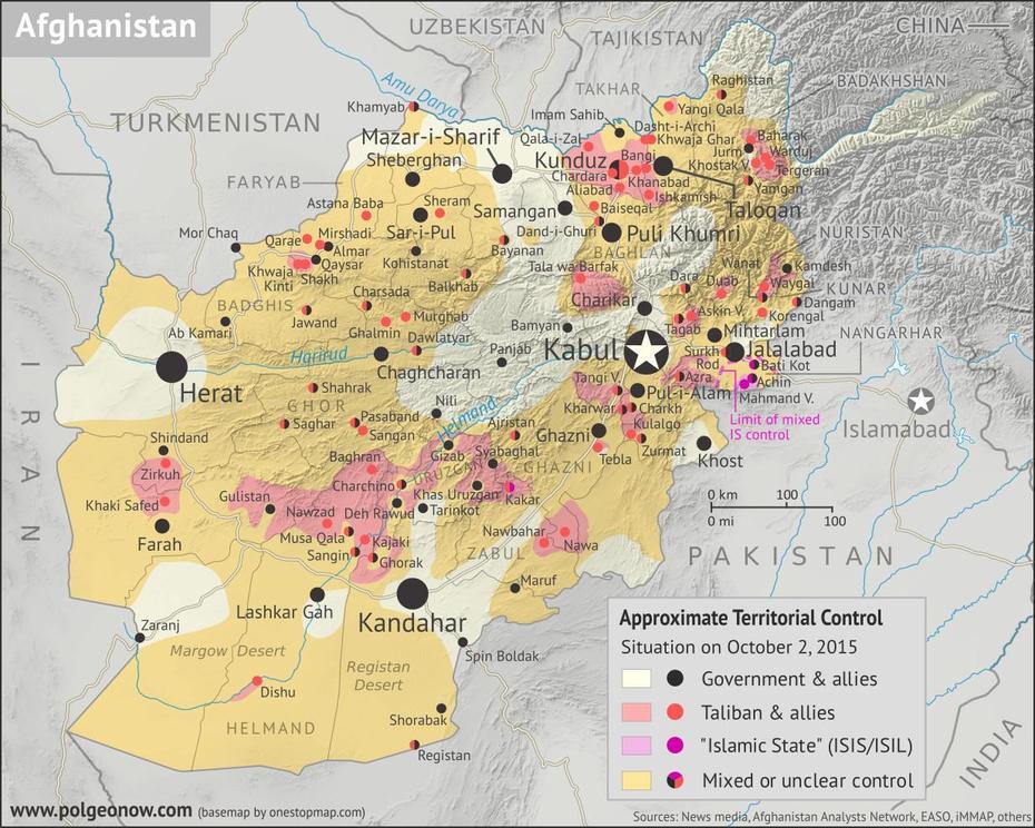 2015 In Afghanistan: Map Of Taliban And “Islamic State” Control …, Ḩukūmatī Baghrān, Afghanistan, Afghanistan Rivers, Afghanistan War