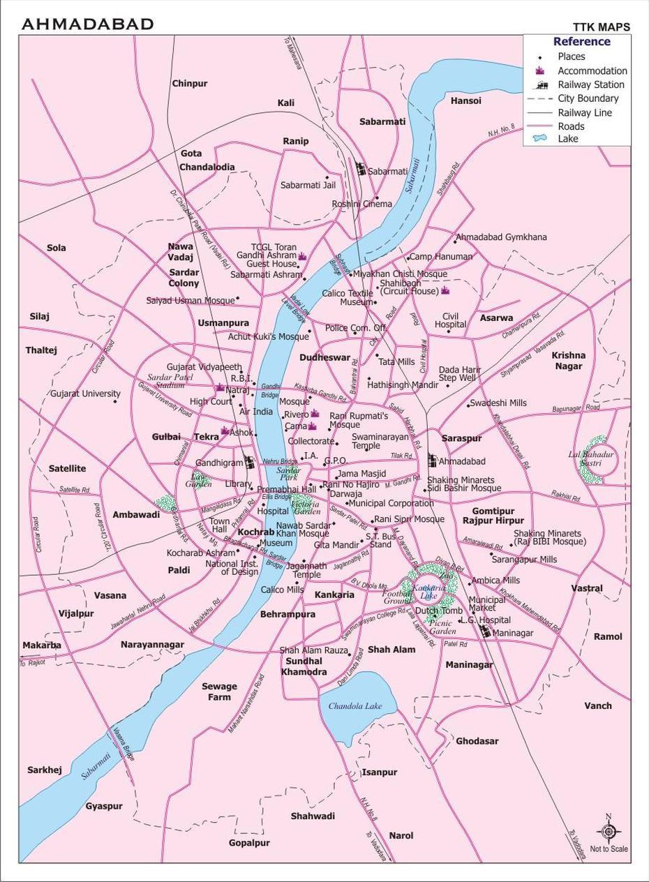 Ahmadabad City Map, City Map Of Ahmedabad With Important Places …, Ahmedabad, India, Ahmedabad River, Ahmedabad On India Political