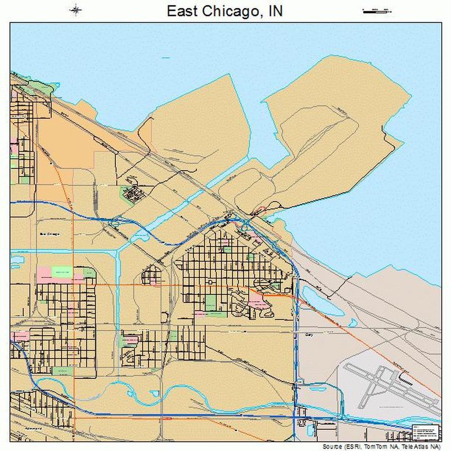 East Chicago Indiana Street Map 1819486, East Chicago, United States, Chicago World, The States