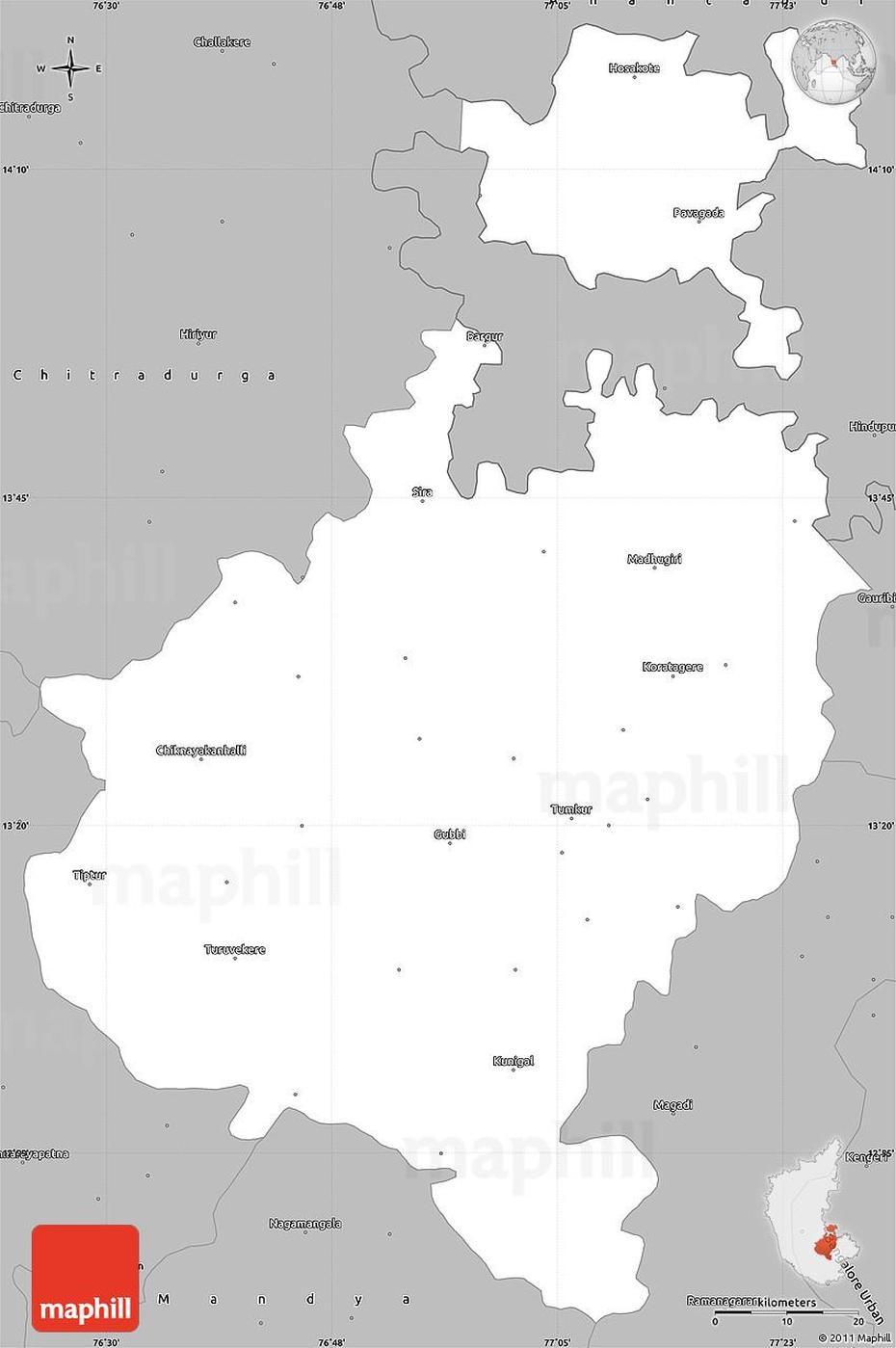 Gray Simple Map Of Tumkur, Tumkūr, India, Bagalkot, Incap Tumkur