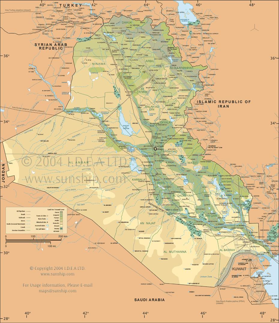 Iraq – Large Map (2004) | Cosmolearning History, Madīnat Al Ḩabbānīyah, Iraq, Al Taqaddum, Iraq Lakes