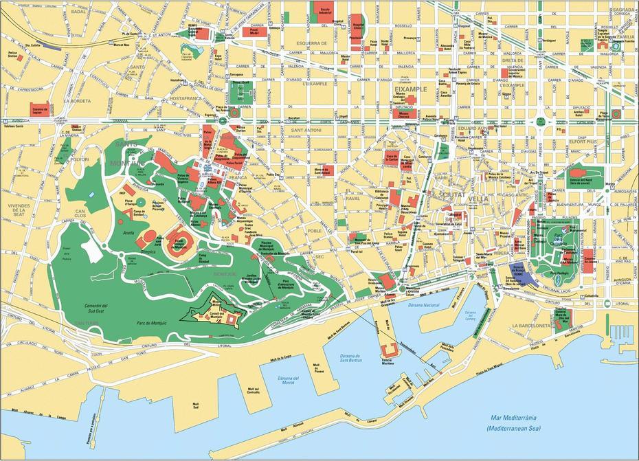 Map Of Barcelona, Spain, Barcelona, Spain, Barcelona Spain Airport, Barcelona Hotel