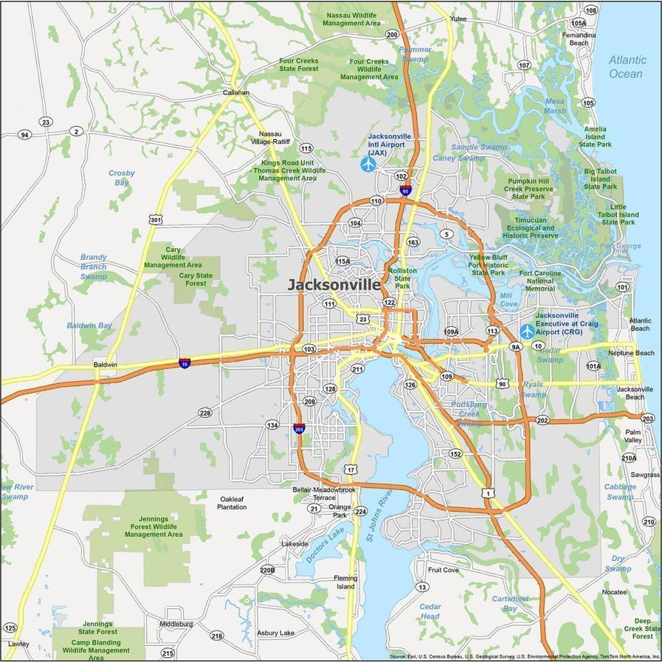 Map Of Jacksonville, Florida – Gis Geography, Jacksonville, United States, Downtown Jacksonville Florida, Riverside Jacksonville