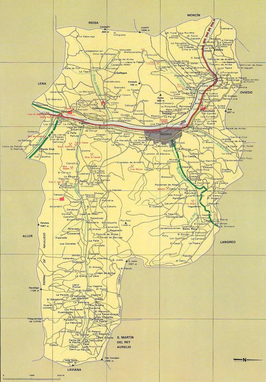 Mapa Del Concejo De Mieres | Asi Ye Asturias, Mieres, Spain, Ribadesella Spain, Ciutadella Menorca