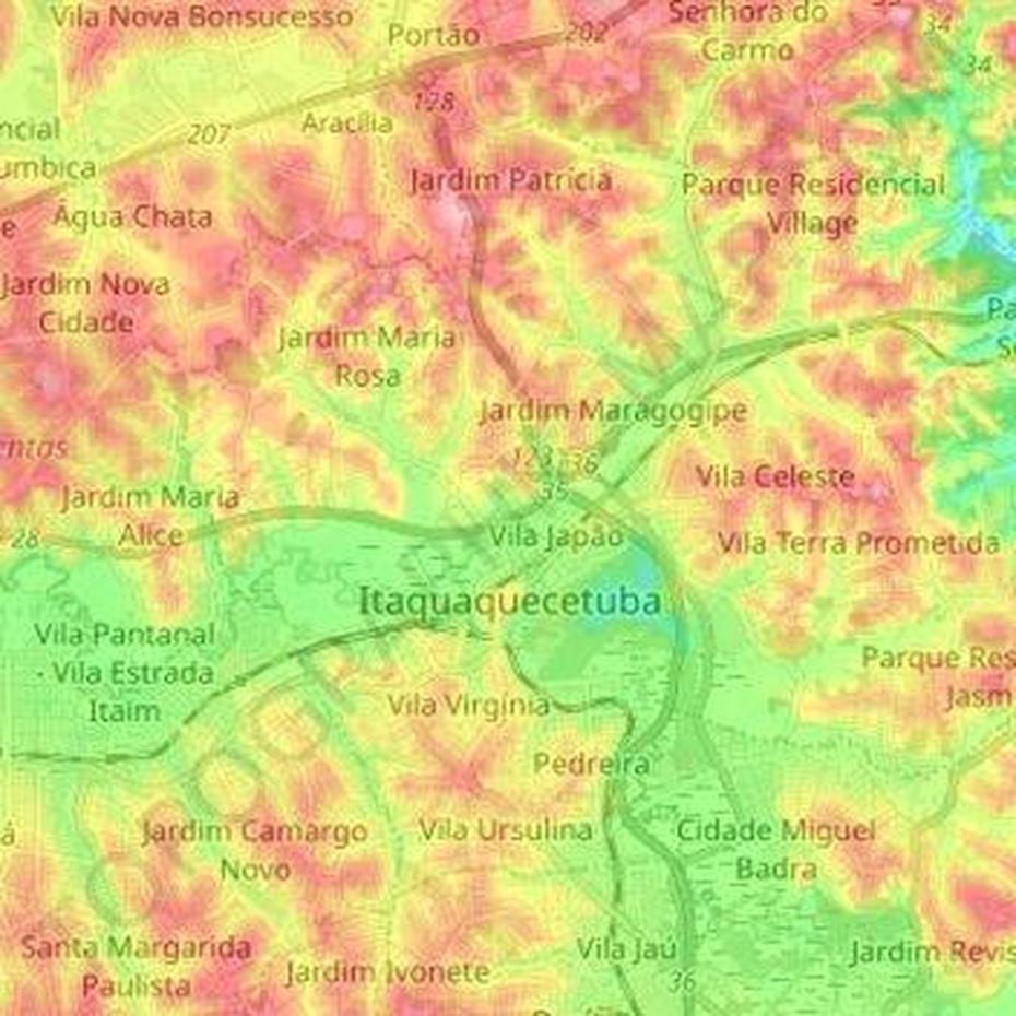 Mapa Topografico Itaquaquecetuba, Altitude, Relevo, Itaquaquecetuba, Brazil, Itaquaquecetuba, Brazil