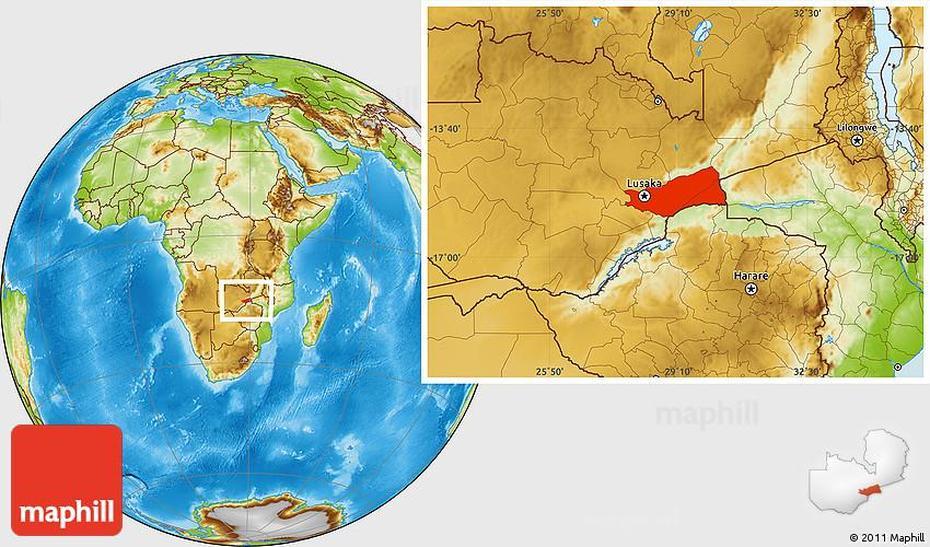 Physical Location Map Of Lusaka, Lusaka, Zambia, Zambia River, Kasama Zambia