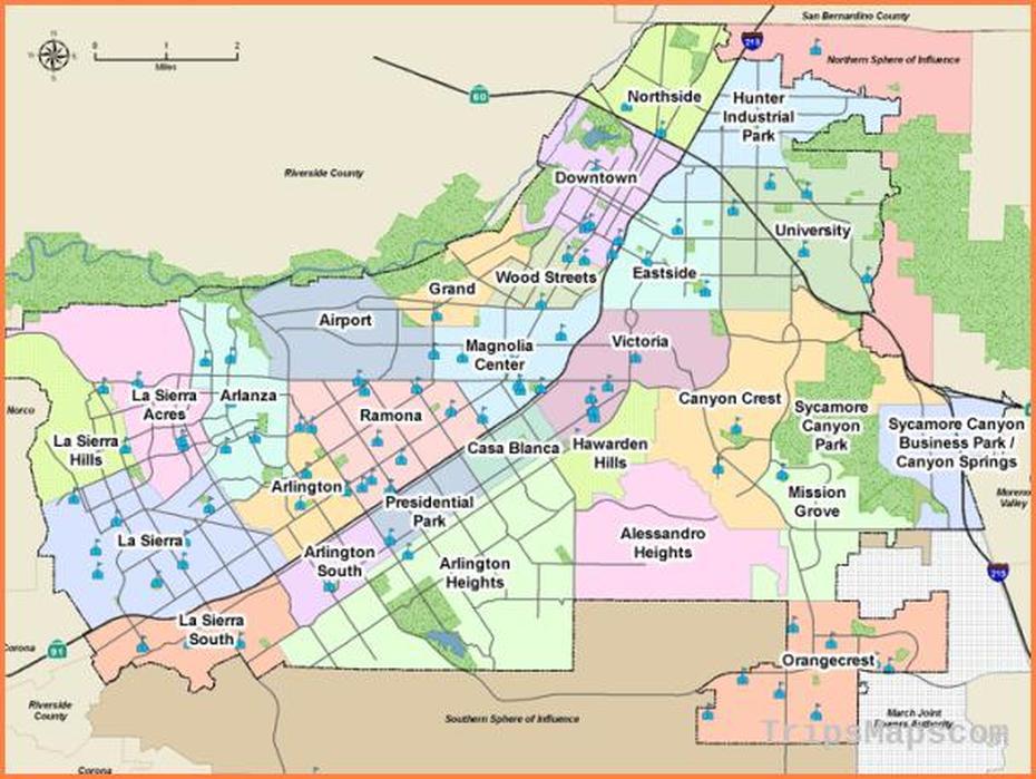 Riverside Map – Tripsmaps, Riverside, United States, United States  Simple, Cool United States