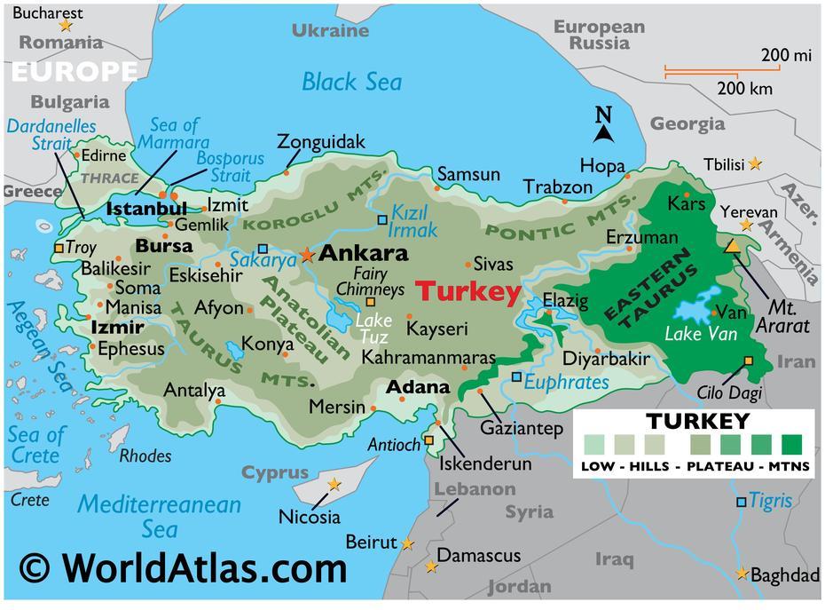 Turkey Large Color Map, Genç, Turkey, Genc  Odalari, Genc  Prelvukaj