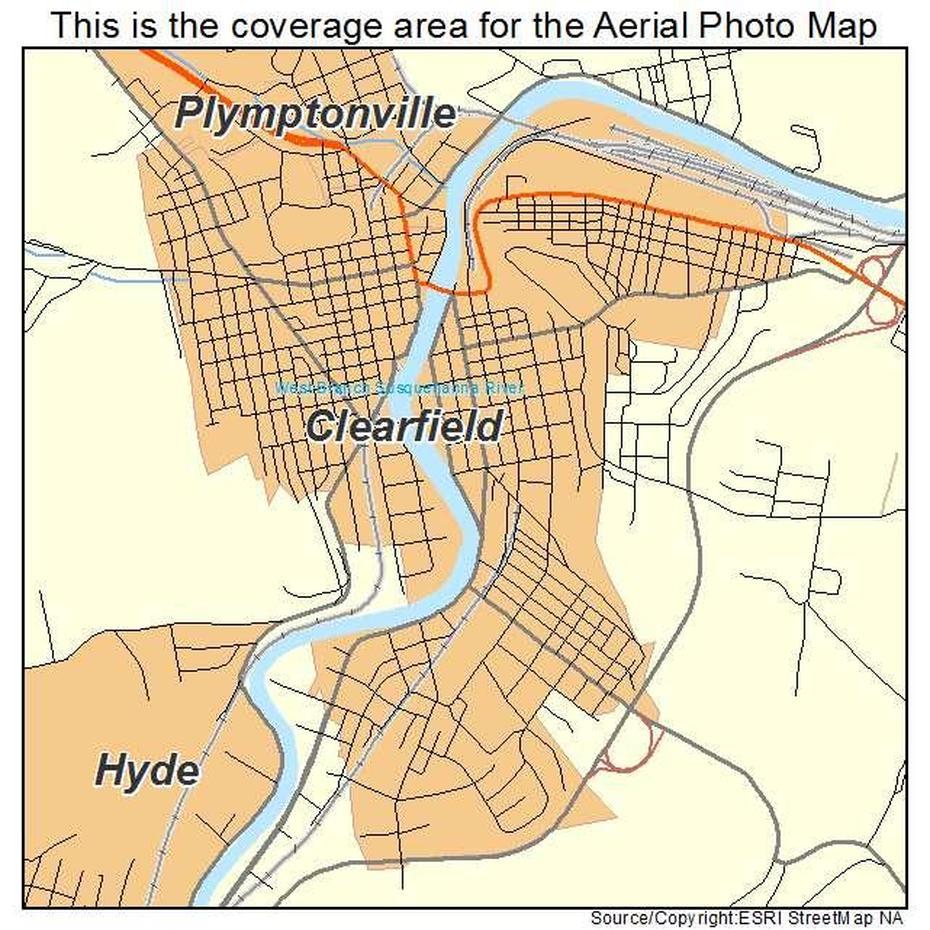 Aerial Photography Map Of Clearfield, Pa Pennsylvania, Clearfield, United States, Showing United States, United States  Color