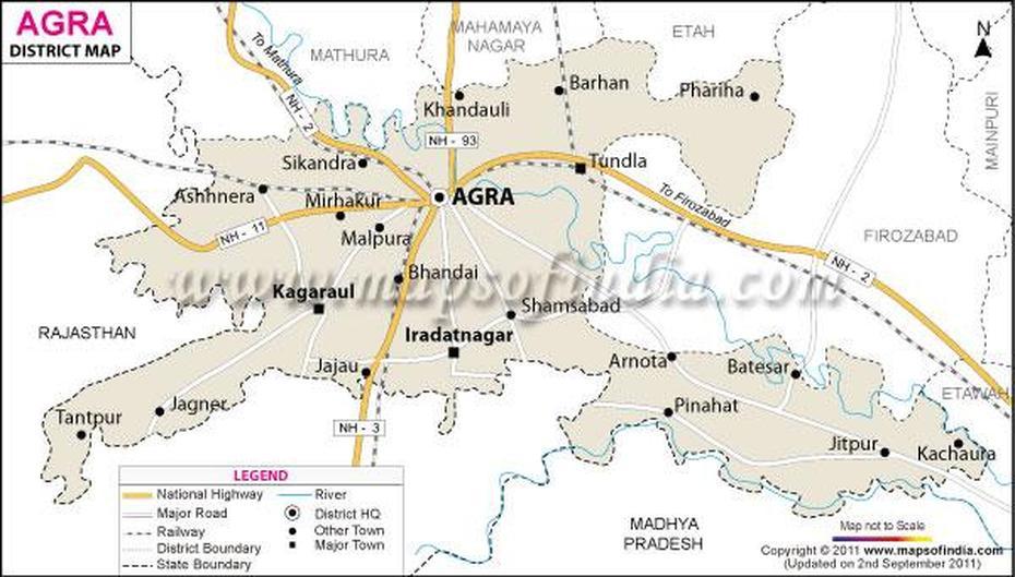 Agra District Map, Āgra, India, Taj Mahal India Location, Agra Fort