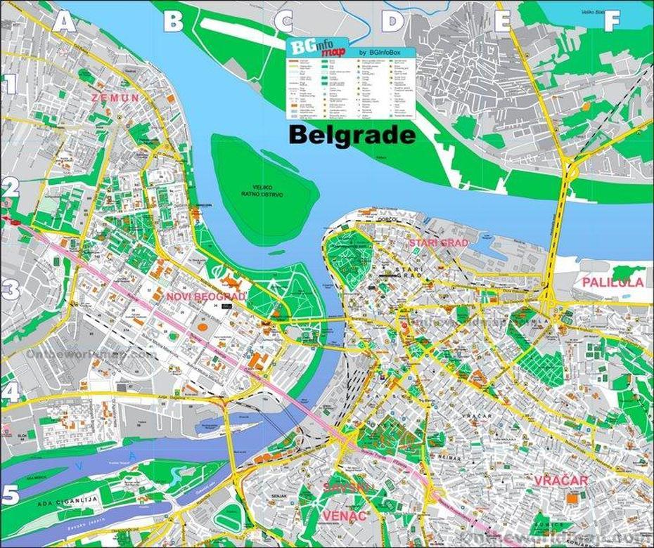 Belgrade Tourist Map, Belgrade, Serbia, Of Belgrade, Serbia Area