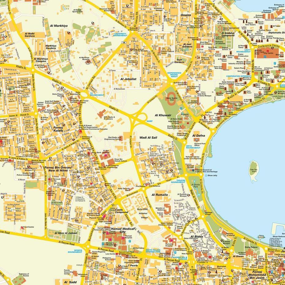 Doha Qatar Map | World Map 07, Doha, Qatar, Qatar Airport, Qatar Asia