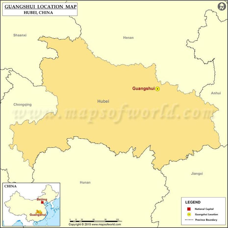 Where Is Guangshui Located, Location Of Guangshui In China Map, Guangshui, China, China  With Compass, China Continent