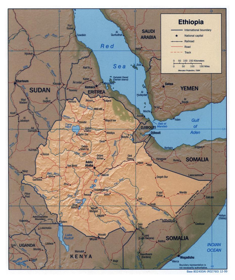 Large Detailed Political Map Of Ethiopia With Relief, Roads, Railroads …, Ālamat’Ā, Ethiopia, Interesting World, A  Clip Art