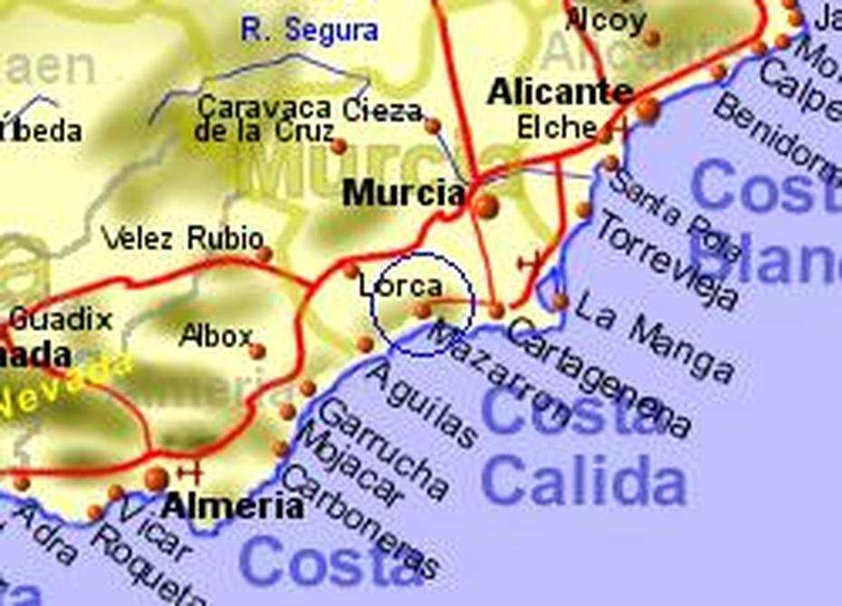 Map Of The Mazarron Area, Normal View, Mazarrón, Spain, Lorca Spain, Of Costa Calida