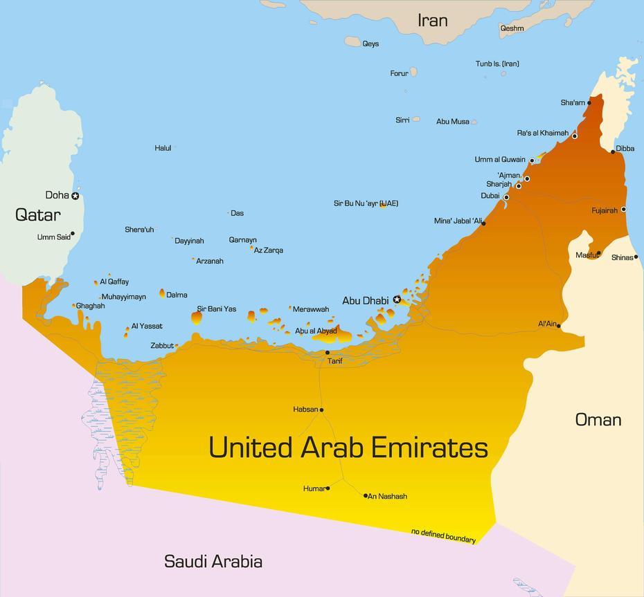 Uae  Outline, World Islands United Arab Emirates, , Kalbā, United Arab Emirates