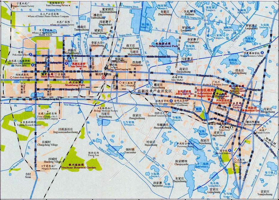 Yinchuan China Tourist Map – Maps Of Yinchuan, Yinchuan, China, Yinchuan City, Ningxia China