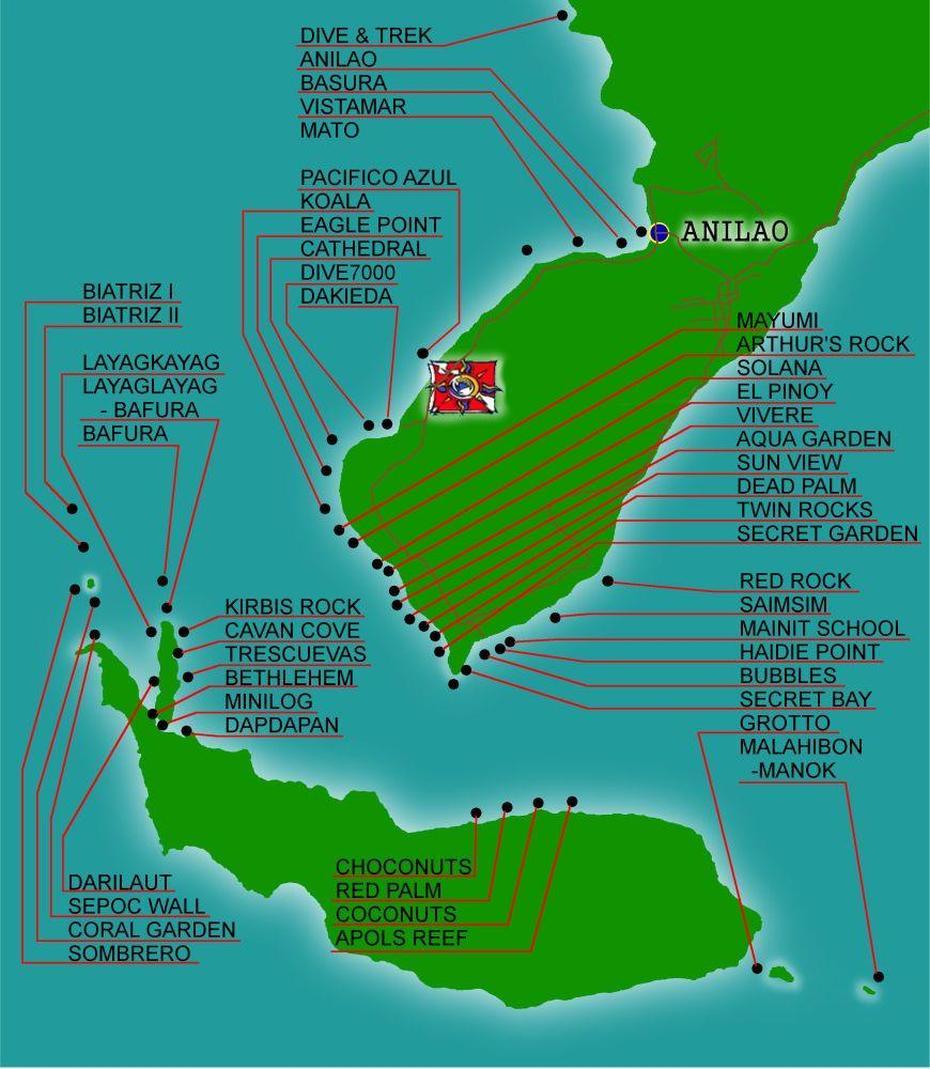 Anilao Dive Map All | , Anilao, Philippines, Mabini Philippines, Anilao Dive Sites