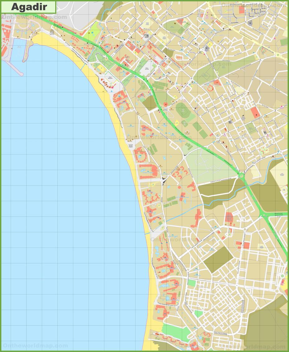 Detailed Map Of Agadir, Agadir, Morocco, Agadir Kasbah, Essaouira Morocco