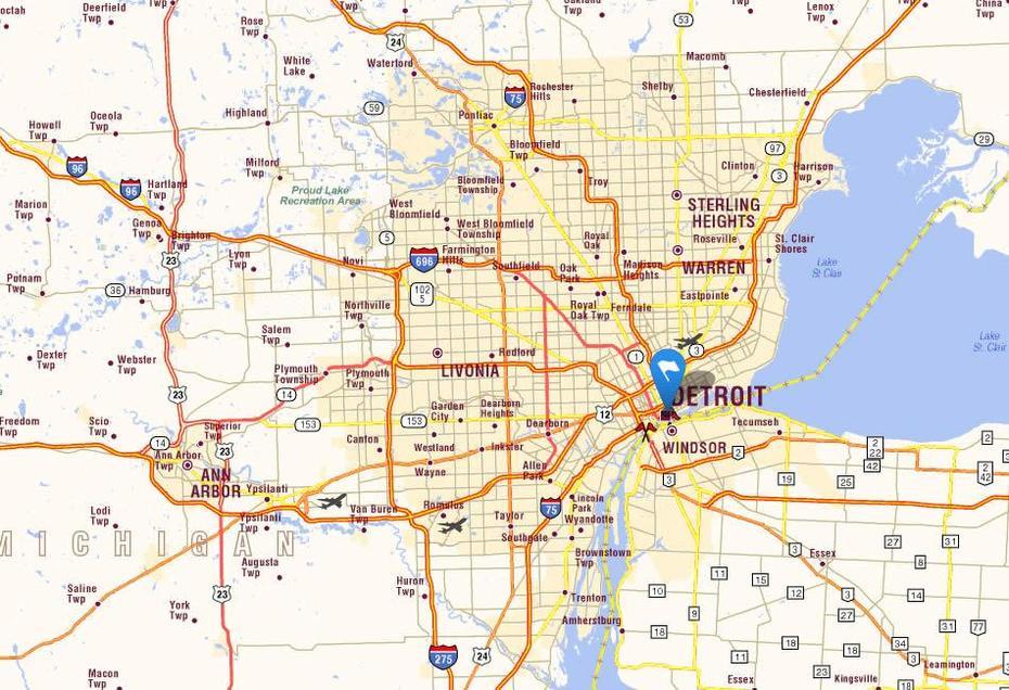 Detroit Michigan Map, Detroit, United States, Detroit Mi, Downtown Detroit