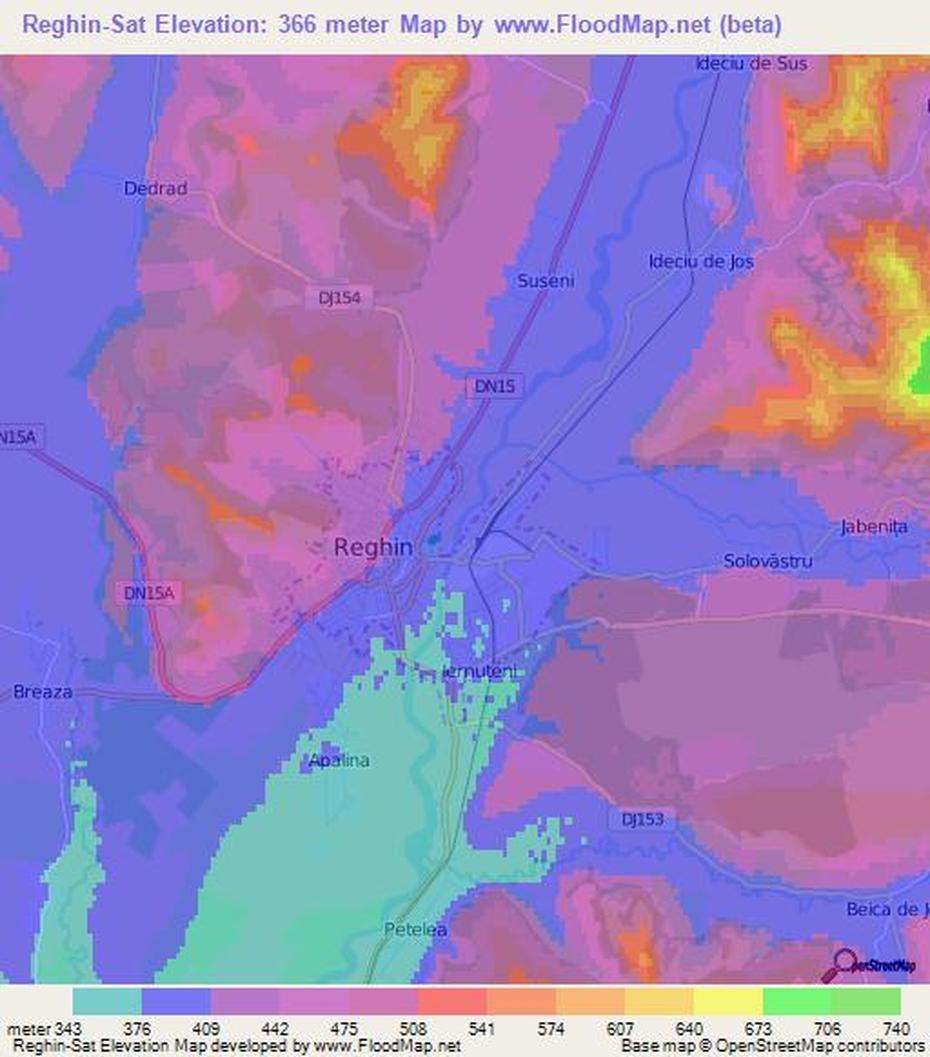 Elevation Of Reghin-Sat,Romania Elevation Map, Topography, Contour, Reghin, Romania, Stejarul, Reghin Guitar