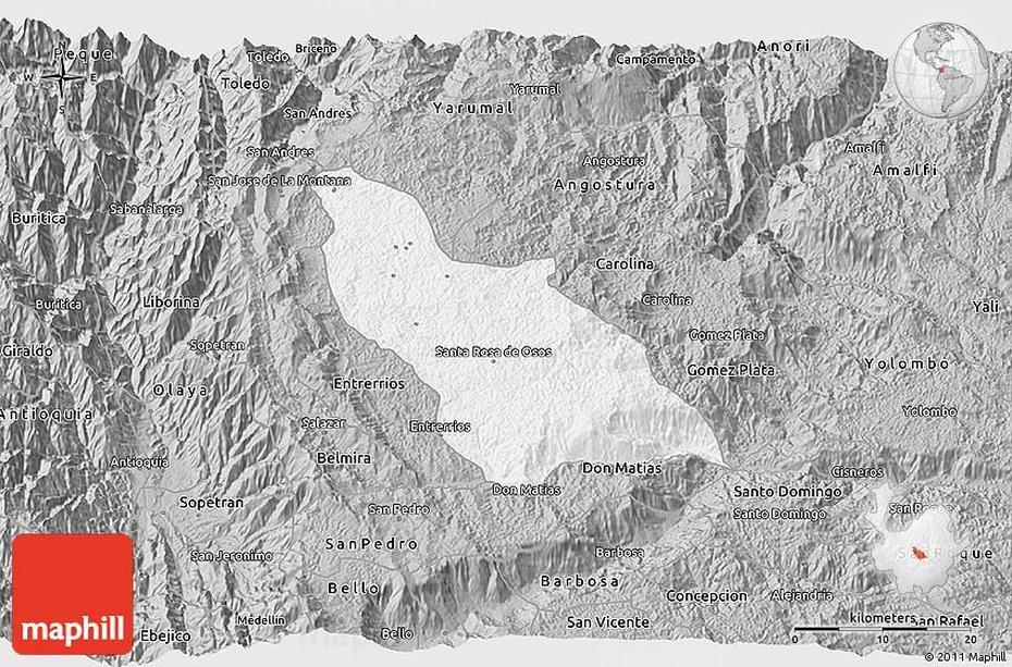 Gray 3D Map Of Santa Rosa De Osos, Santa Rosa De Osos, Colombia, Guadalupe  Rios, Oso De Las Cavernas